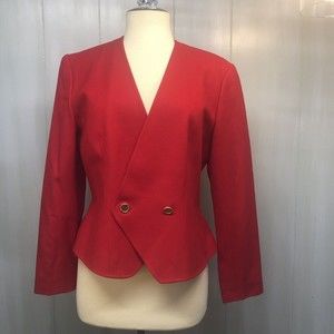 Vintage Wool Pendleton Red Blazer Gold Buttons SIZE 12 Excellent Condition
